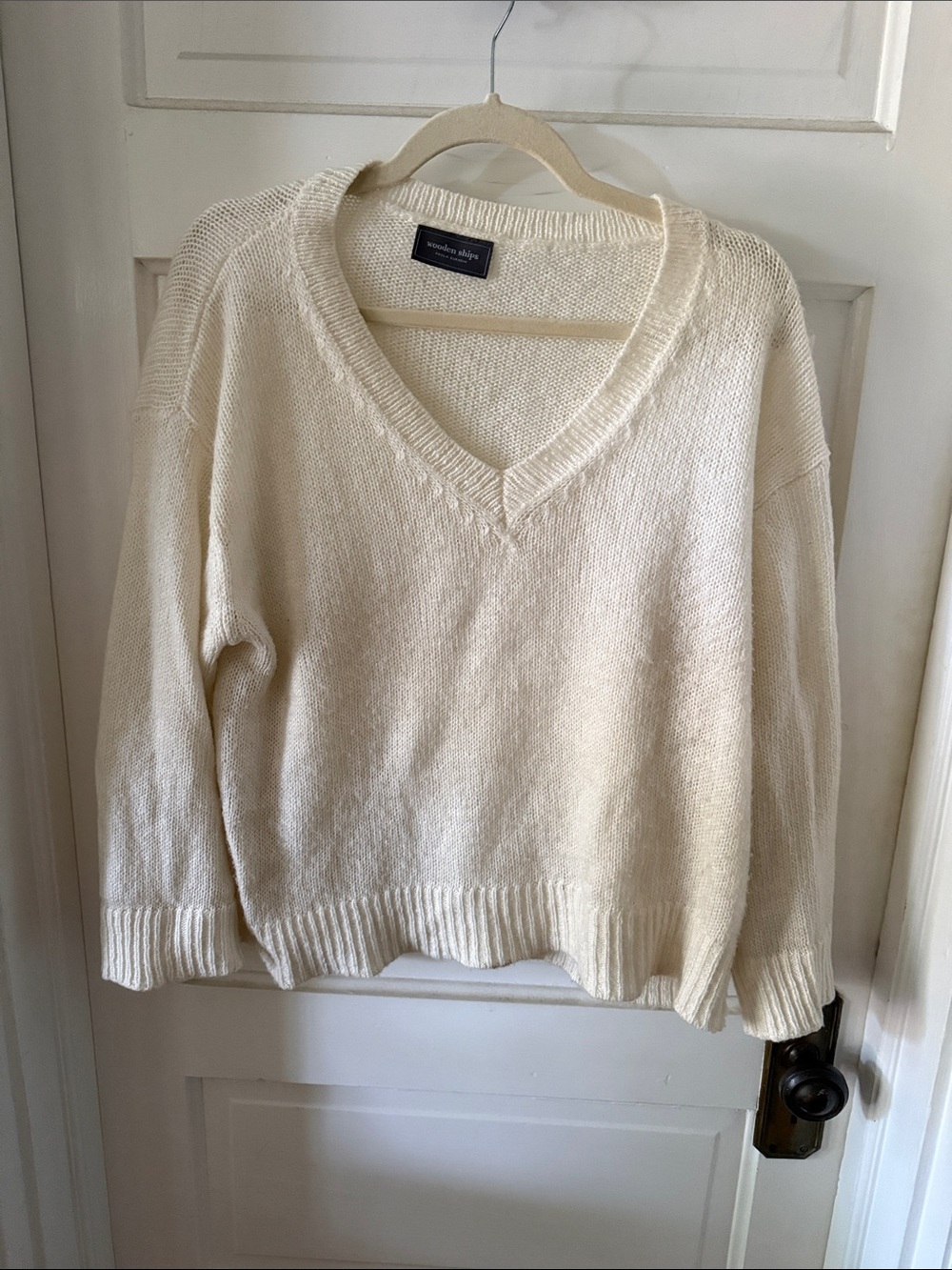 Wooden Ships Cream V-Neck Knit Sweater - Women's